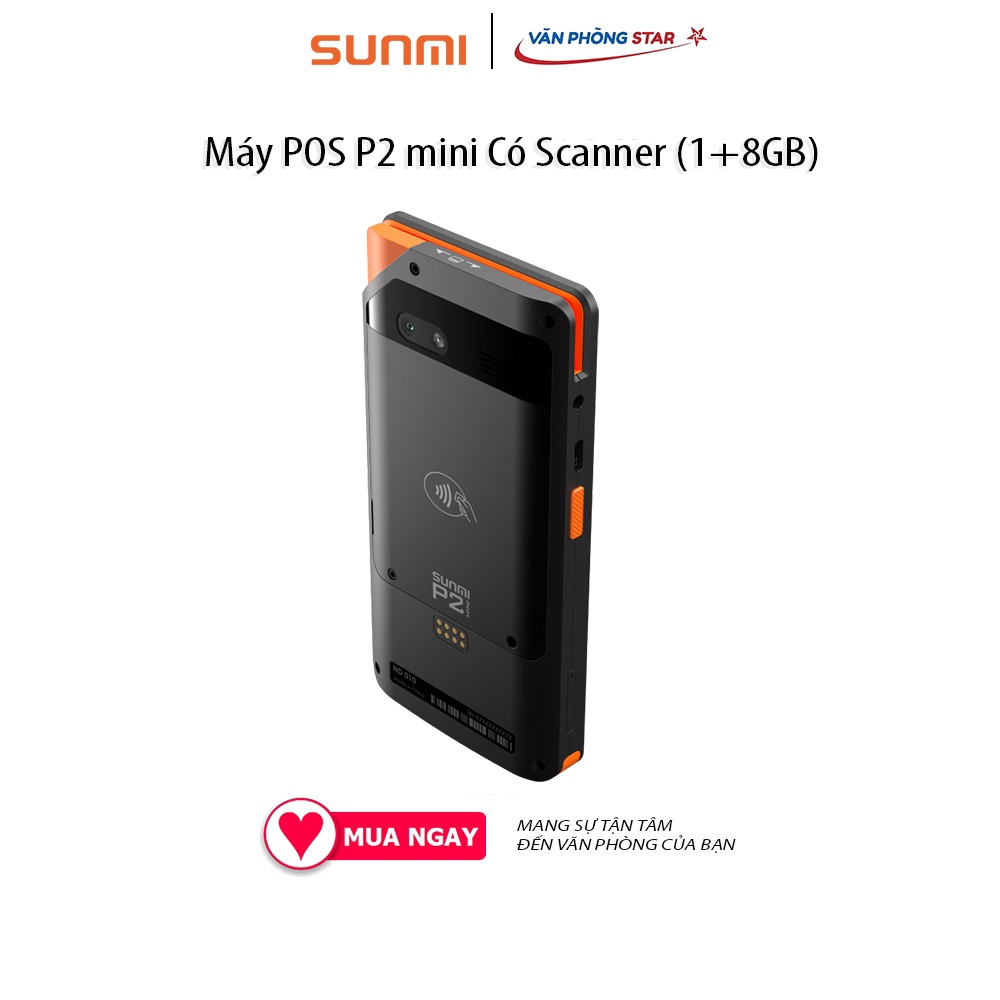 Máy POS P2 mini Có Scanner (1+8GB)  Android 9 màn hình cảm ứng đa điểm 5 ″ camera sau 5MP thanh toán thẻ từ, NFC,mã QR
