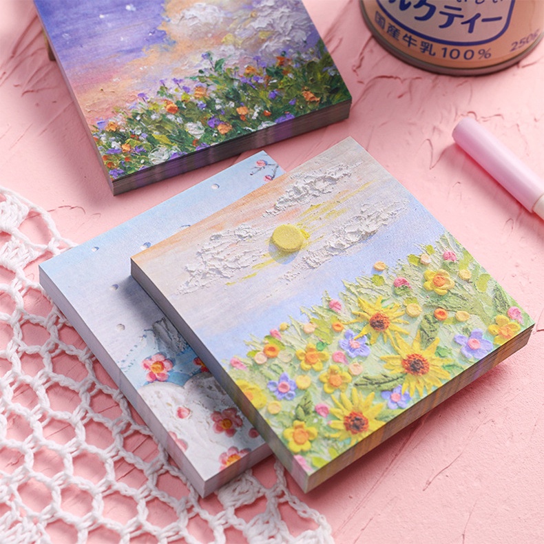 Nhãn Dán Ghi Chú Giấy Ghi Chú Họa Tiết Tranh Sơn Dầu Cho Học Sinh