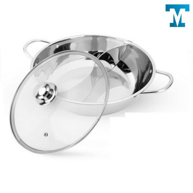 Nồi lẩu inox 2 ngăn 30cm - Đồ dùng nhà bếp tiện lợi đa năng