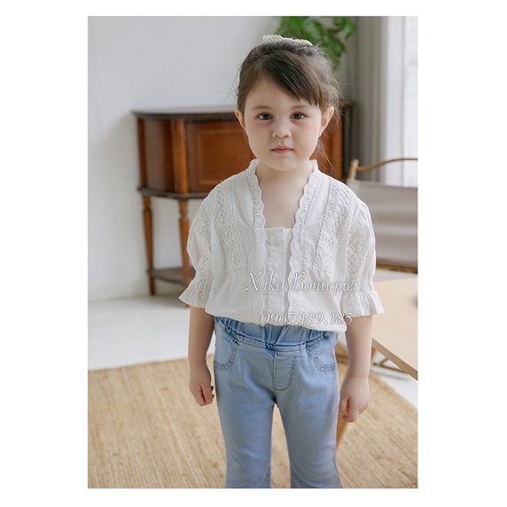 Quần Jeans Cao Cấp Bé Gái xẻ gấu đính đá [Ảnh Thật]