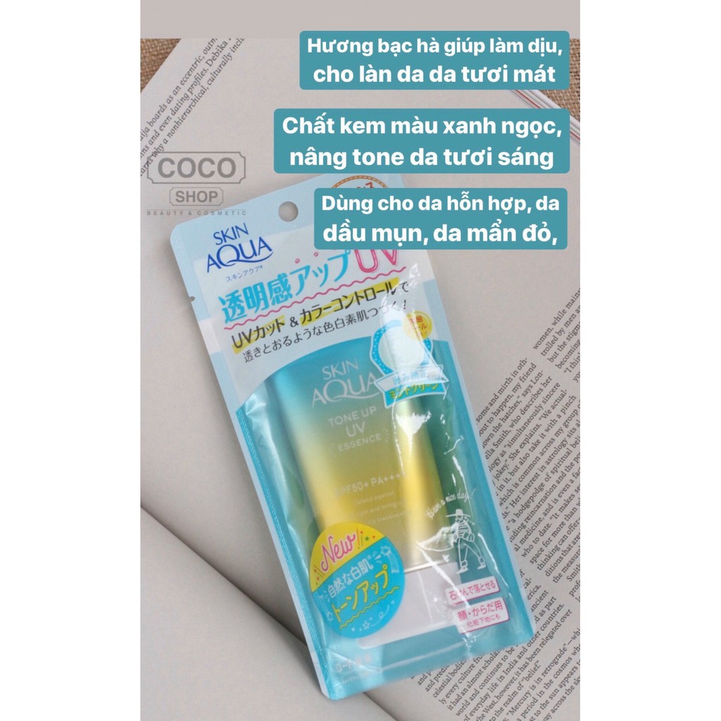 80g [Xanh lá][Nhật] Kem Chống Nắng Nâng Tone Skin Aqua SPF 50+ PA++++ Dành Cho Da Nhạy Cảm