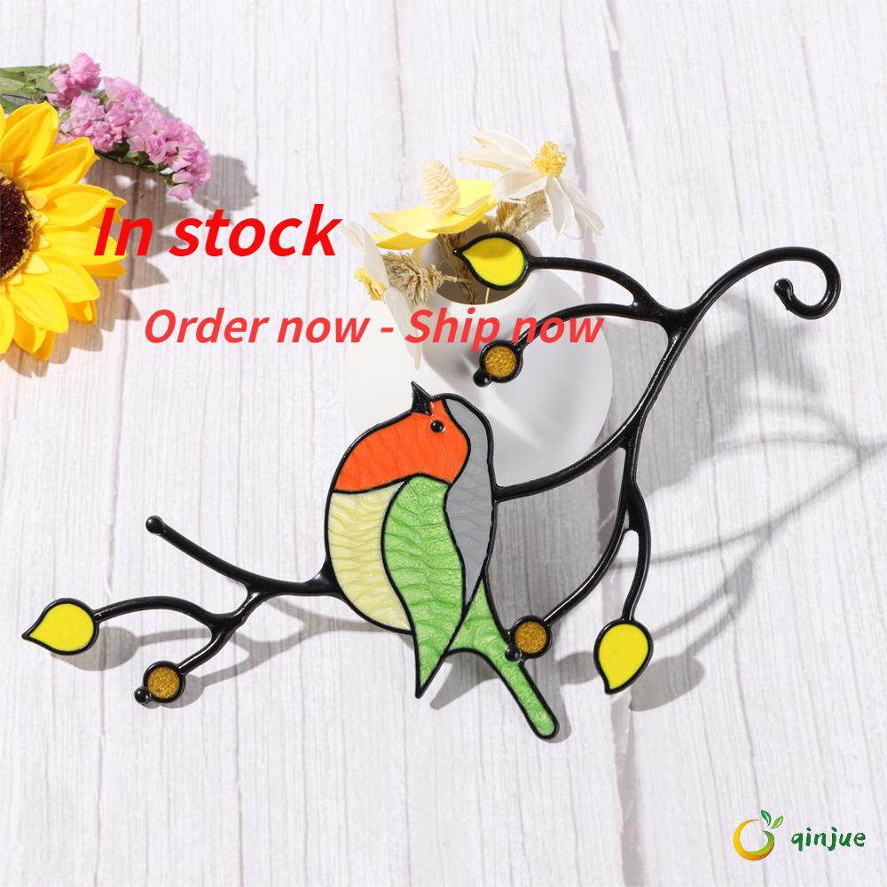 🍒QINJUE🍒 Valentine's Day Gift Garden Patio Decor Sculptures Pendant Hummingbird Sun Catcher Window Hangings Bird Decoration for Home Window Front Door Bright Colors Bird Series Ornament Window Hangings