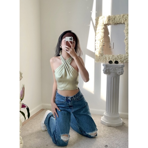 áo lụa cột cổ