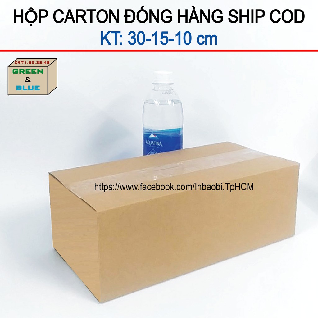 50 Hộp 30x15x10 cm, Hộp Carton 3 lớp đóng hàng chuẩn Ship COD (Green &amp; Blue Box, Thùng giấy - Hộp giấy giá rẻ)