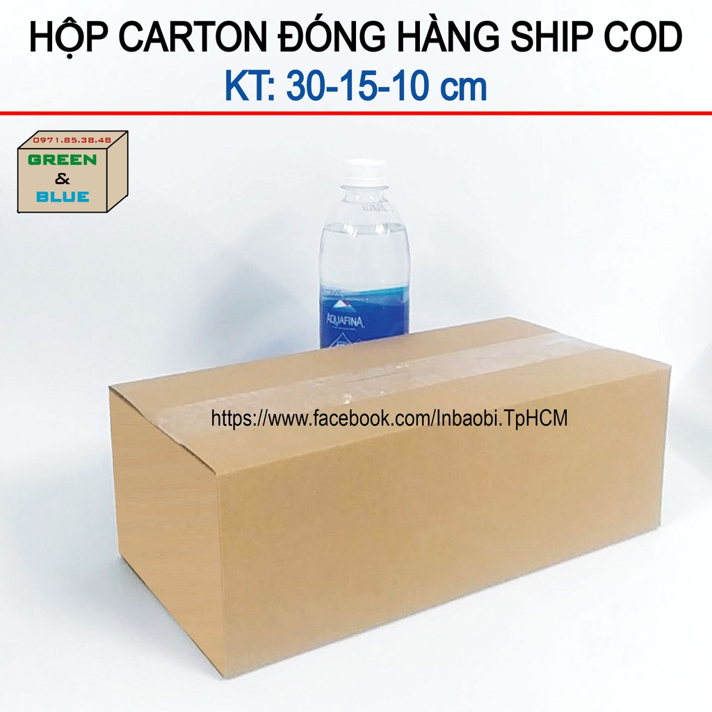 10 Hộp 30x15x10 cm, Hộp Carton 3 lớp đóng hàng chuẩn Ship COD (Green &amp; Blue Box, Thùng giấy - Hộp giấy giá rẻ)