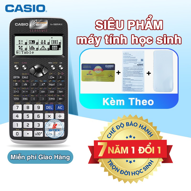 Máy Tính Casio FX-580VN X dành cho học sinh cấp 3 cấp 2 chuyên dụng cho phòng thi dành cho thi đại học và chuyển cấp