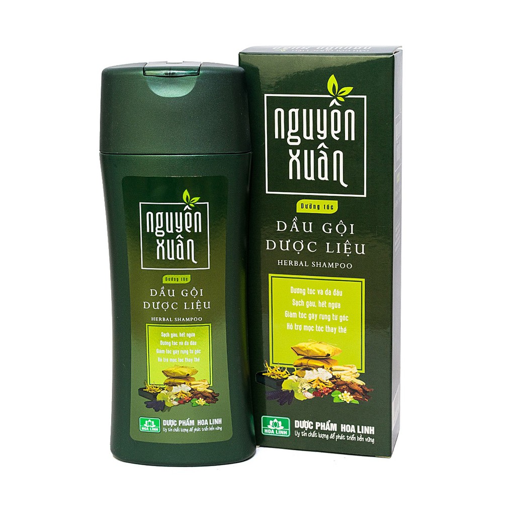 Dầu gội đầu dược liệu Nguyên Xuân xanh 200ml  - Dưỡng tóc, phục hồi hư tổn, cho mái tóc dày, mềm mại, suôn mượt