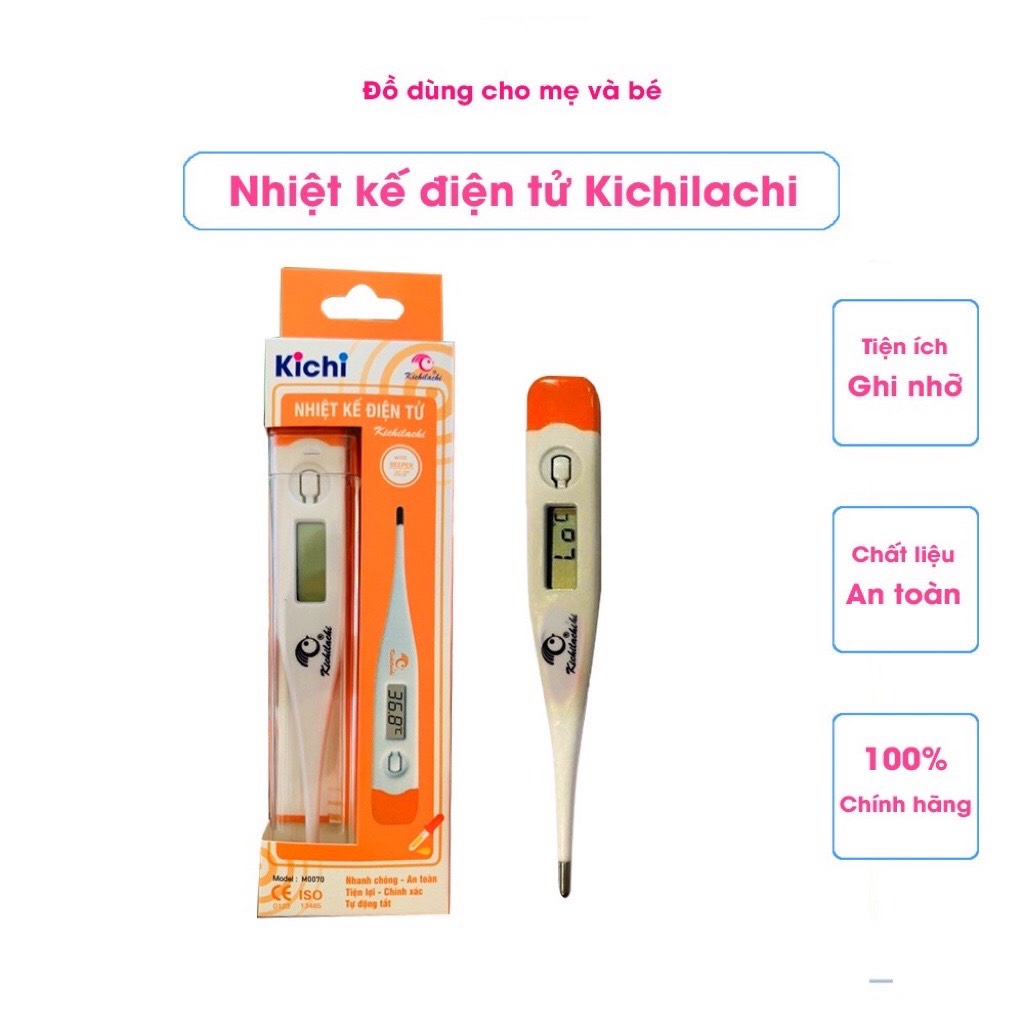 ( Vỏ Màu Vàng Cam ) Nhiệt kế điện tử KICHILACHI có kèm theo pin