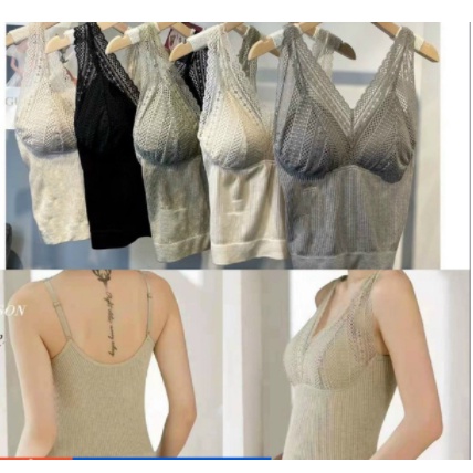 [Cao Cấp] Áo Bra Ren phối gân dáng dài, Áo 2 Dây Ren Có Mút Ngực Sexy