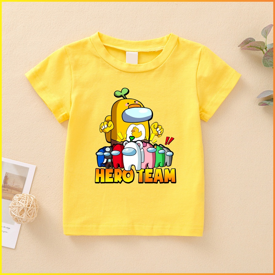 Áo Hero team màu vàng cực chất mini world cho bé trai bé gái