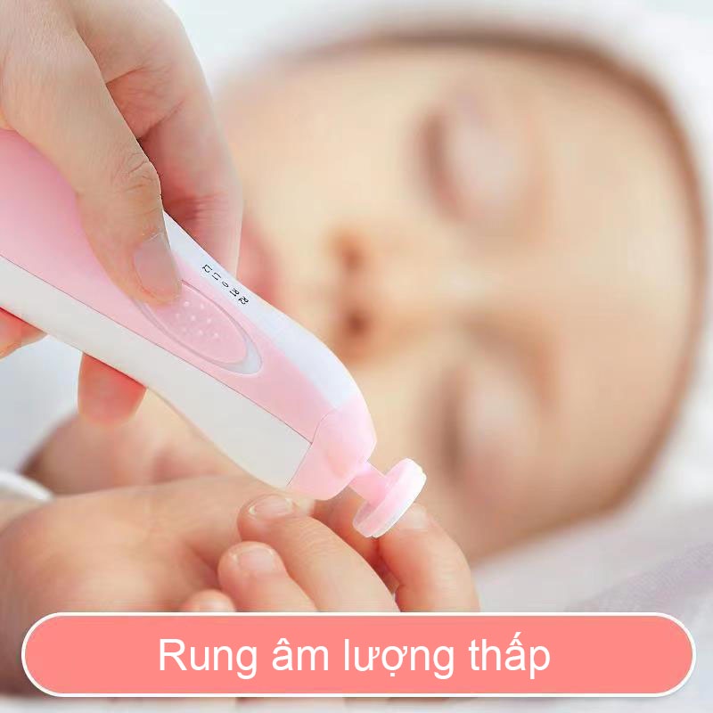 Máy Mài Móng Tay Cho Bé Và Người Lớn, Bộ Cắt, Dũa Móng Tay 6 Đầu Mài Tặng Kèm Pin, Có Đèn Sáng Ấm, Không Tổn Thương Tay
