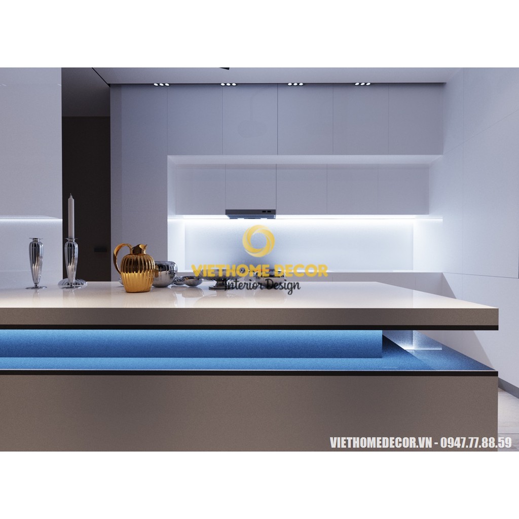 Tủ bếp kết hợp đèn Led màu lôi cuốn