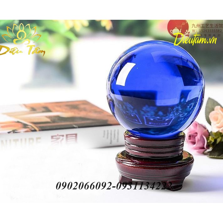Quả Cầu Phong Thủy Màu Xanh Dương Size 15 CM