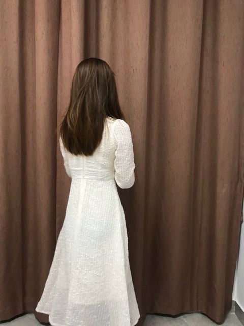 (ẢNH THẬT)(Sẵn) Váy cổ vuông đính hạt tiểu thư dáng dài | BigBuy360 - bigbuy360.vn
