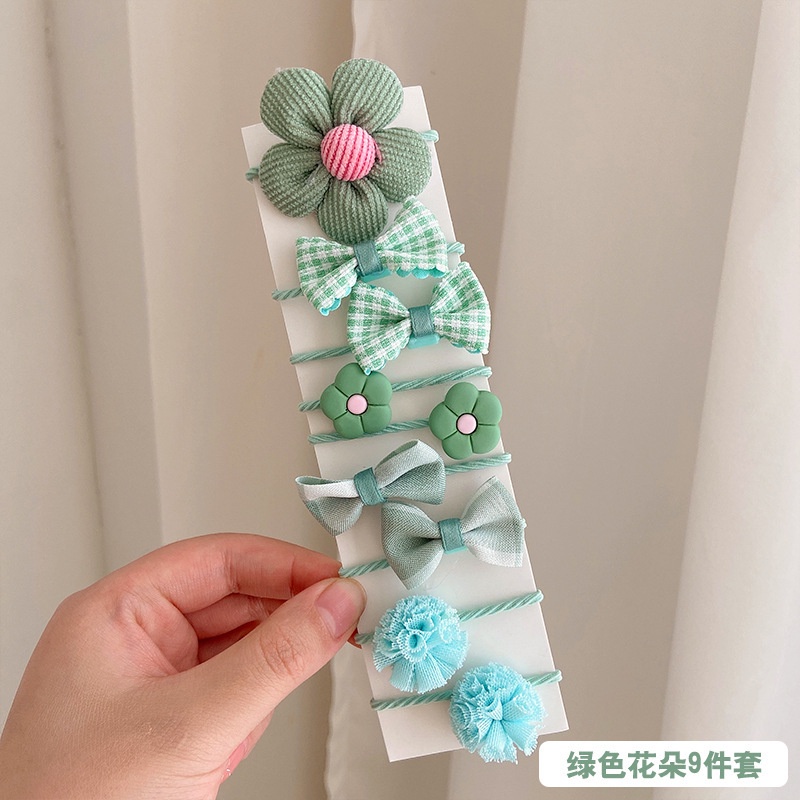 Set 9 Dây Cột Tóc Màu Sắc Dễ Thương Phong Cách Hàn Quốc Cho Bé