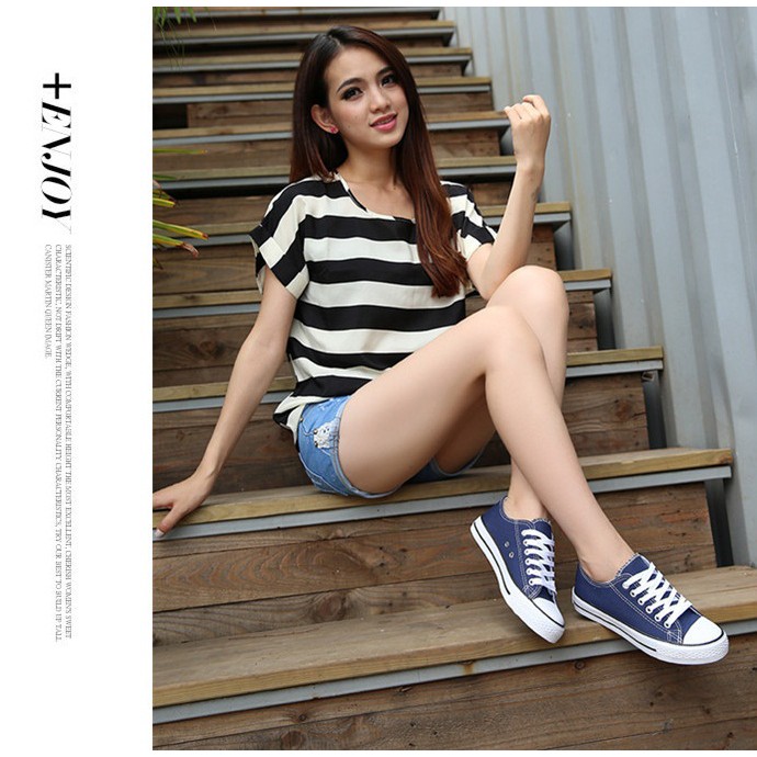 Giày  AllStar Cổ Thấp Xanh Đậm Nữ