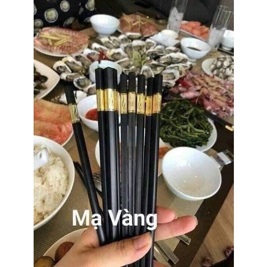 Bộ 10 Đôi Đũa Mạ Vàng, Đũa Hợp Kim Chống Mốc Hàn Quốc (có hộp)