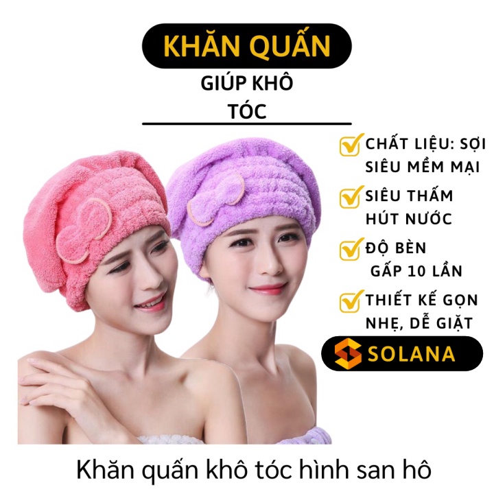 Khăn Ủ Tóc - Khăn Quấn Tóc Gội Đầu Làm Khô Siêu Nhanh, Thấm Hút Tốt, Dễ Giặt 7074