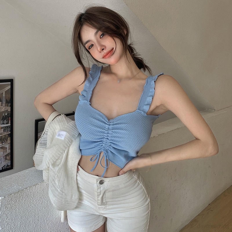Áo Croptop Dệt Kim Sát Nách Màu Sắc Thanh Lịch
