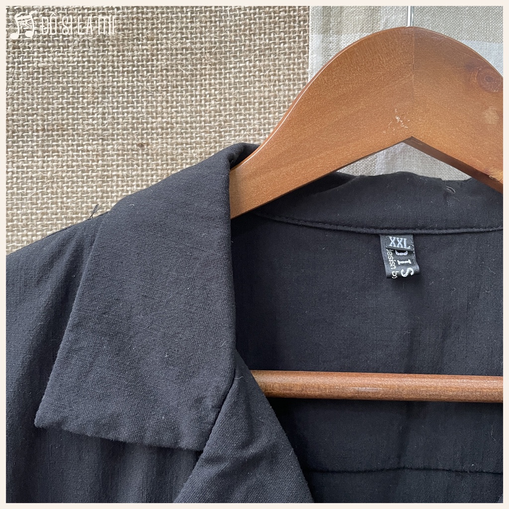 Combo Áo Sơ Mi Đen + Quần Culottes Nâu Linen | Secondhand | Đô Si La Mi | A118 |