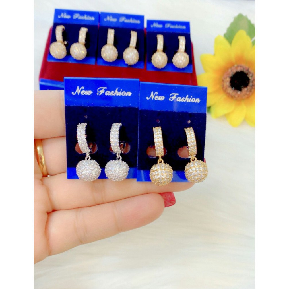 Bông tai nữ xi dát vàng 18k cao cấp EKP159
