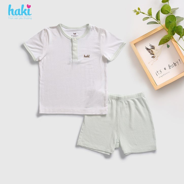 [VNXK] BB023 - Bộ quần áo cộc tay cho bé Haki vải sợi tre cao cấp Bộ quần áo hè cho bé trai bé gái bé sơ sinh