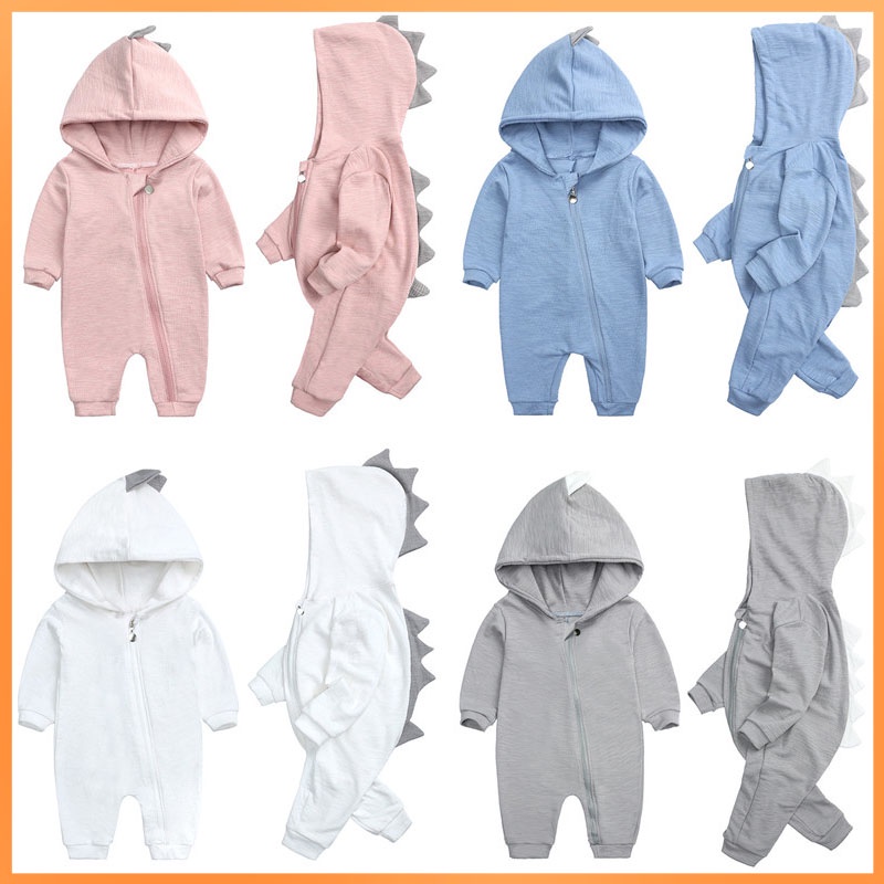 Áo Liền Quần Có Trùm Đầu Hình Khủng Long Cho Bé Trai & Gái Sơ Sinh Từ 0-18 Tháng