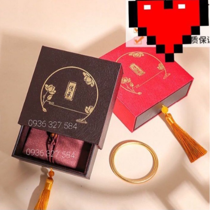 Hộp Thư Pháp Đựng Vòng Tay, Trang Sức Cao Cấp Kèm Túi Lụa - KHĐQ