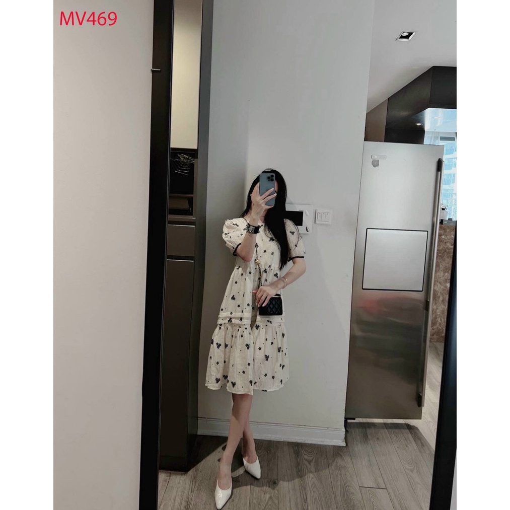 Váy bầu công sở dáng suông đuôi cá nhã nhặn, họa tiết hoa xinh xắn, thiết kế sang chảnh☘️váy bầu free size 42~68kg VB38