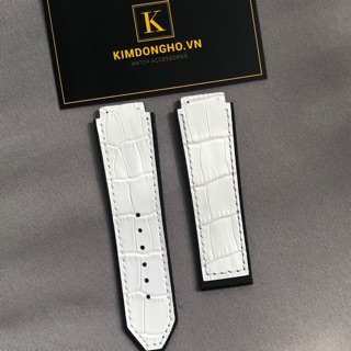 Tặng kèm tovit thay dây - Dây đồng hồ Hublot lót da vân trắng cho đồng hồ case 42 size 19-25-22