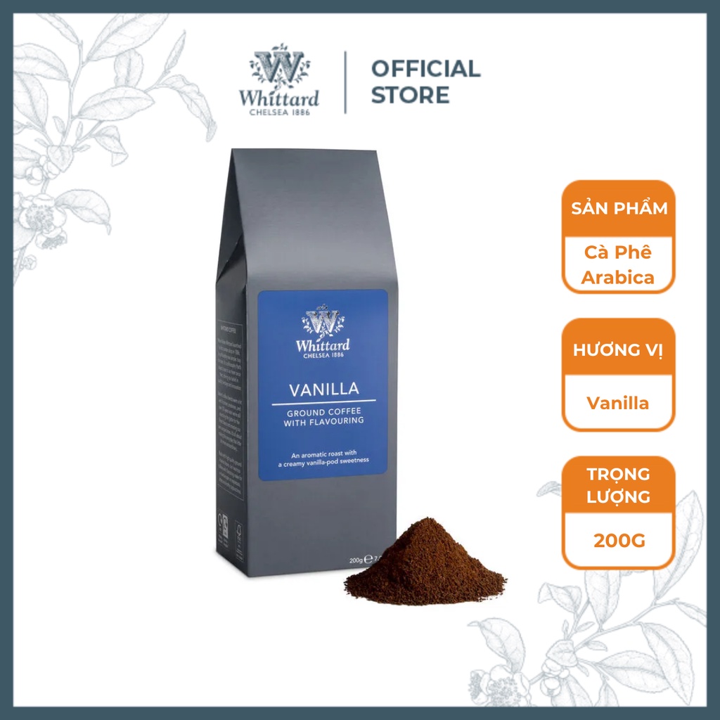 Cà phê Anh Quốc Whittard Vanilla (xay sẵn, túi 200g)