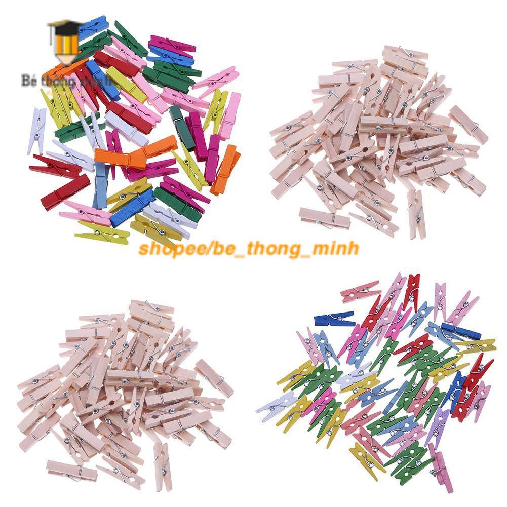 Combo sỉ 1000 kẹp gỗ 35mm kẹp gỗ nhiều mầu