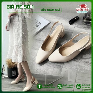  Giày Cao Gót Nữ Đế Vuông Quai Hậu DA MỀM 5 Phân DAZZLING-DA543 . 