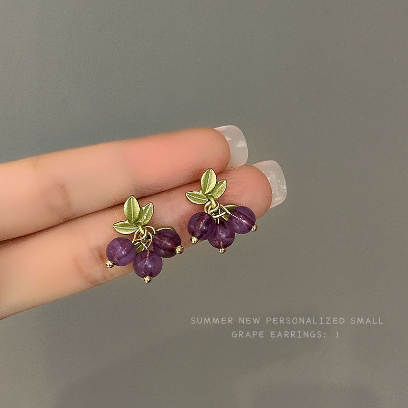 Khuyên Tai Đính Đá Tím Thời Trang Hàn Quốc Đơn Giản