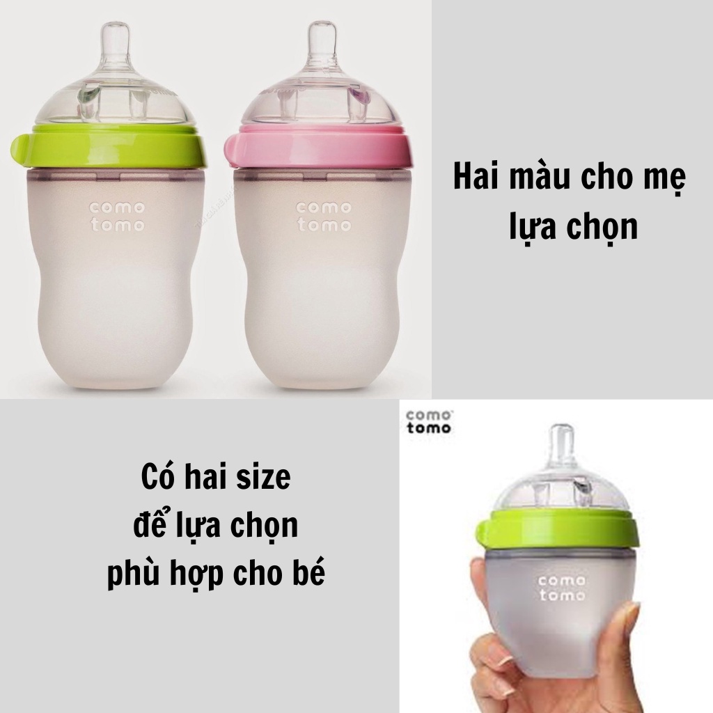 Bình sữa cho bé 150ml/250ml Núm Silicon Siêu Mềm ( Tặng kèm tay cầm )