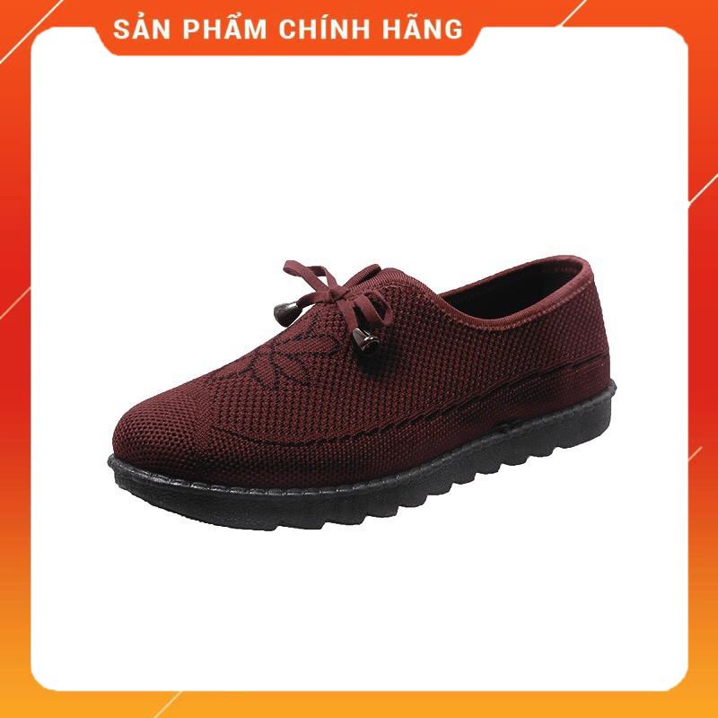 [ tặng 1 đôi tất ] - Giày lười nữ hình hoa gắn nơ - đi bao mềm chân