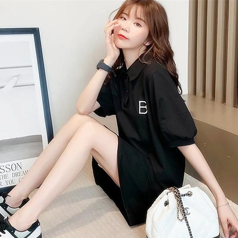 Áo thun cổ polo thể thao tay ngắn phong cách thời trang hè thu che bụng cỡ lớn cho nữ