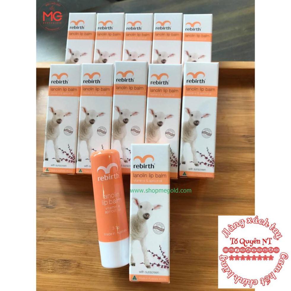 Son dưỡng môi chiết suất nhau thai cừu Rebirth Lanolin Lip Balm, Úc, mẫu mới 2018