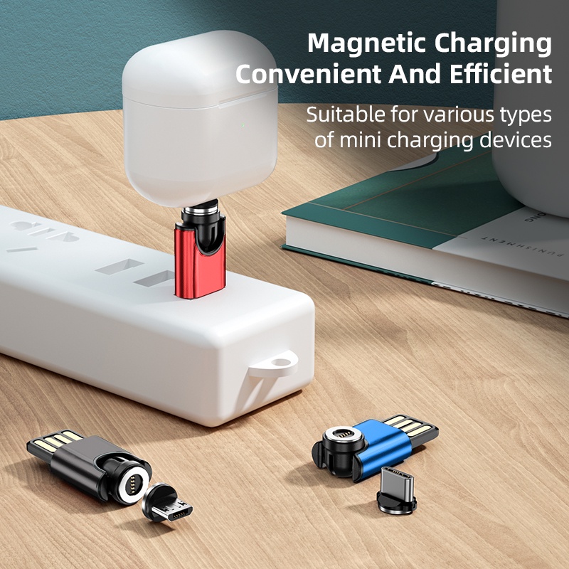 Bộ Sạc Nhanh AUFU 3A Cổng Micro Usb Type C Xoay 540 Độ Có Nam Châm Hít Cho Điện Thoại