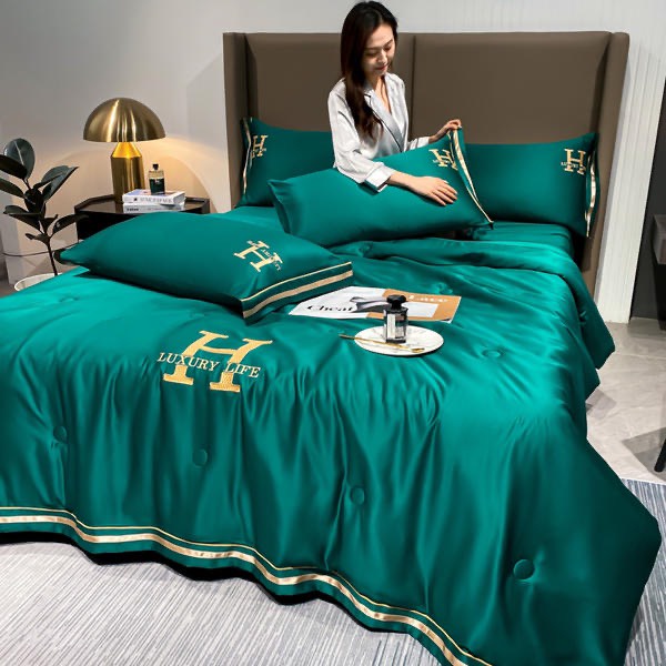 Bộ Chăn Ga Gối Phi Lụa·Chăn Hè Cao Cấp - Set Bộ Drap Giường Lụa Chuẩn Khách Sạn 5 Sao