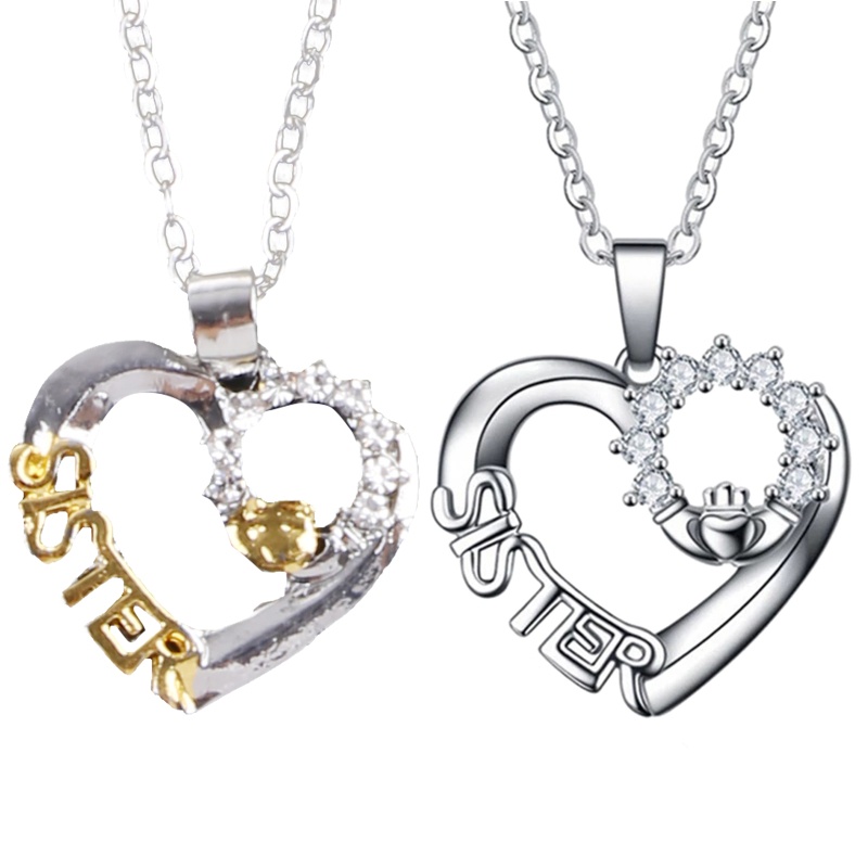 Vòng cổ Mặt Kim Loại Khắc Chữ Sister Đính Đá Thời Trang