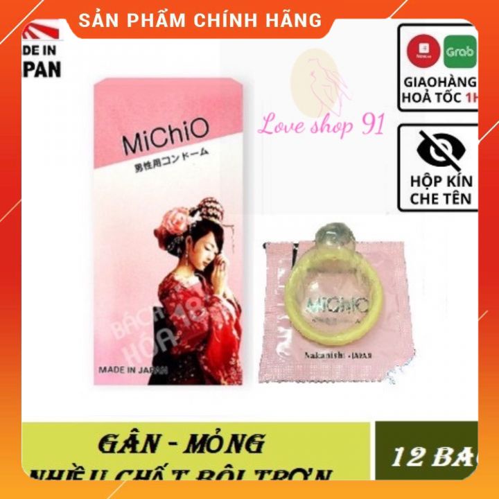 Bao Cao Su Michio ♥️CHÍNH HÃNG♥️ Nhật Bản Gân Gai - Hộp 12 bao