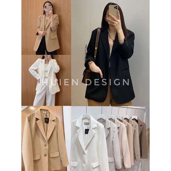 Áo blazer nữ 2 lớp dáng dài tay dài Huien Design thời trang công sở trẻ trung, áo vest nữ form Hàn Quốc màu sắc | BigBuy360 - bigbuy360.vn