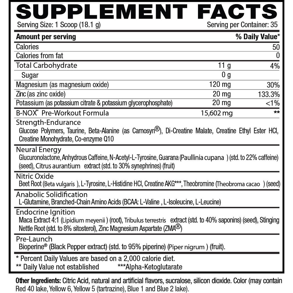 PreWorkout B Nox 35 lần dùng + ZMA - Hỗ trợ năng lượng trước tập, tăng Test cho người tập thể thao