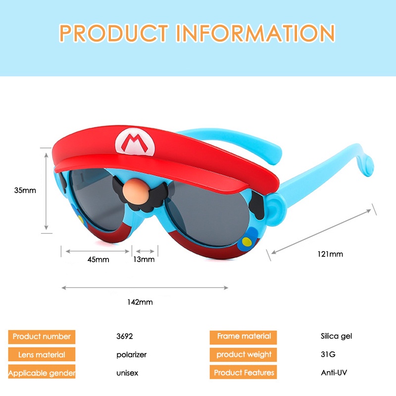 Kính Mát silicone Chống Tia UV Hình Nhân Vật Hoạt Hình Cho Bé
