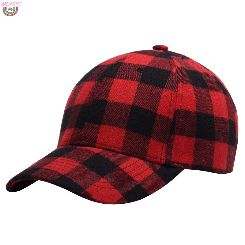 Mũ Bóng Chày Chất Liệu Cotton Mềm Mại Tùy Chỉnh In Họa Tiết Sọc Caro Đỏ Đen Đỏ Cho Nam Và Nữ