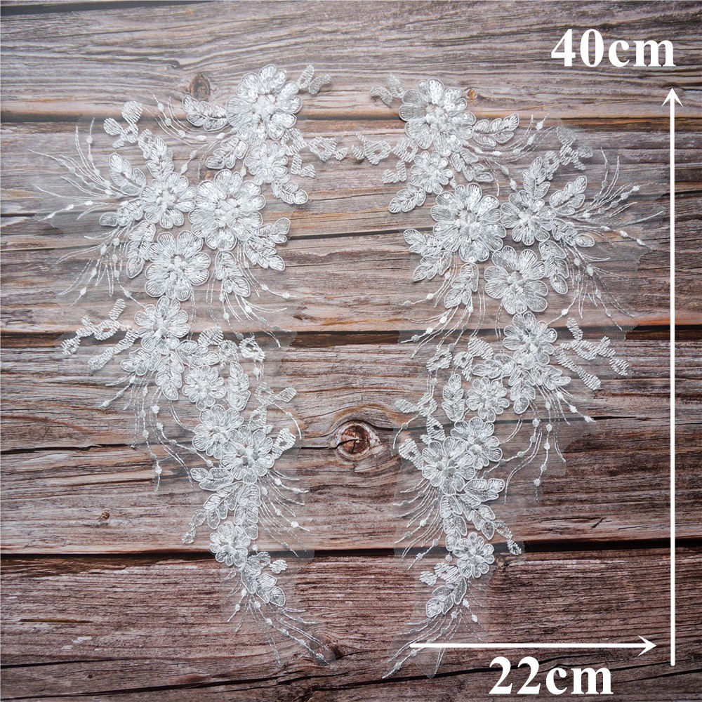 Set 2 / 2 Miếng Ren Hoa Thêu Trang Trí Cổ Áo Thủ Công diy Đa Ứng Dụng