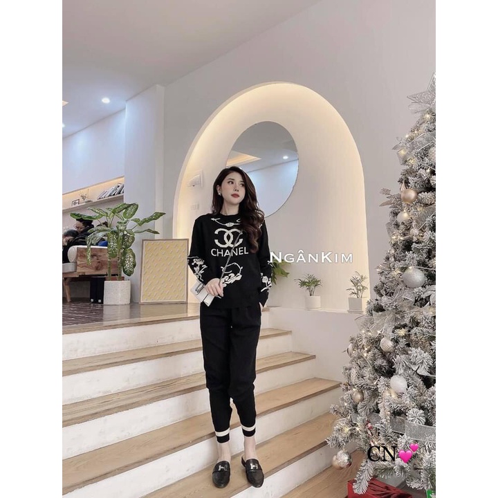 Set bộ len hoa hồng C.N hot hit hàng QCL1