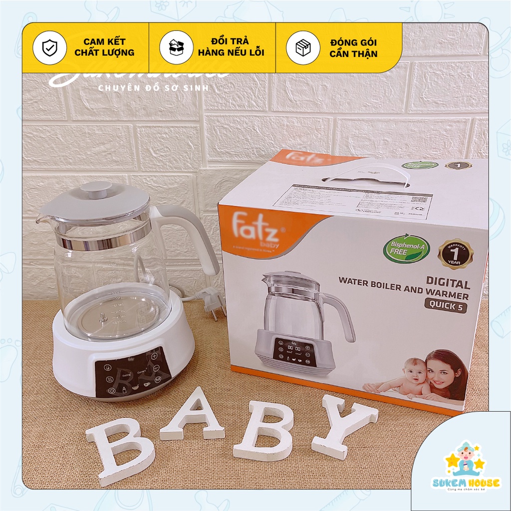 [BẢO HÀNH CHÍNH HÃNG] Máy đun và hâm nước pha sữa điện tử QUICK 5 Fatzbaby FB3569TK