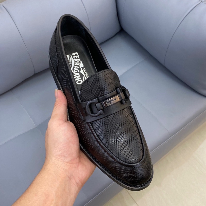 Giày tây lười cho nam mũi da thật dập lỗ nhỏ li ti hàng cao cấp